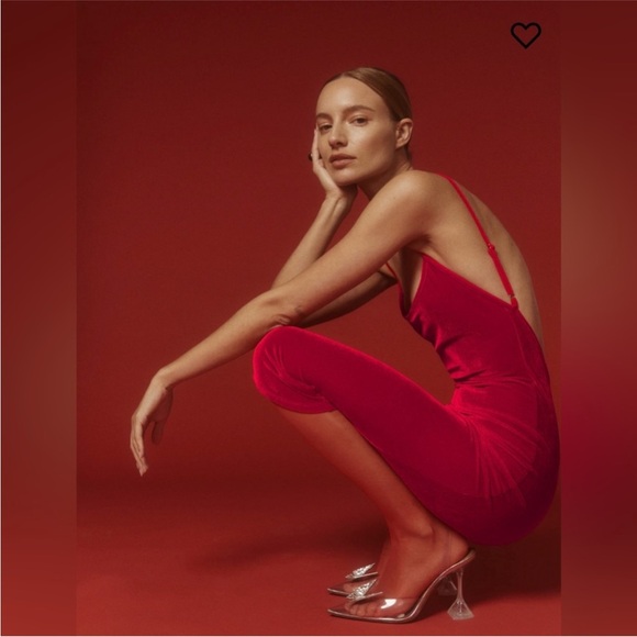 Reformation Merel Velvet Dress in Red Sz.M - Picture 4 of 13